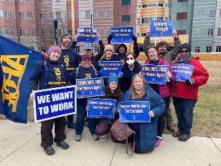Local 3908 members at the rally in Detroit on Feb.28th